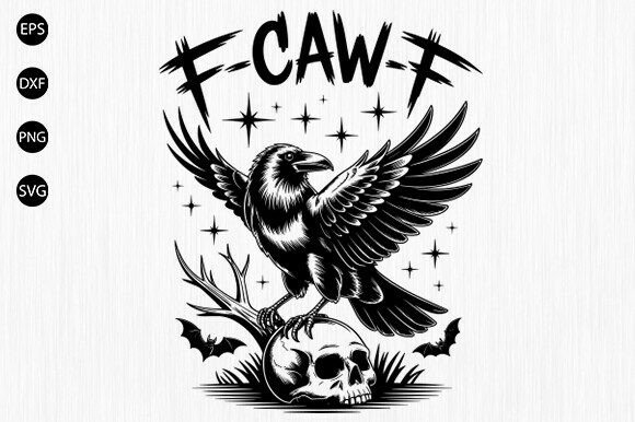 F-Caw-Fc SVG: A Gothic Raven with Personality for Embroidery